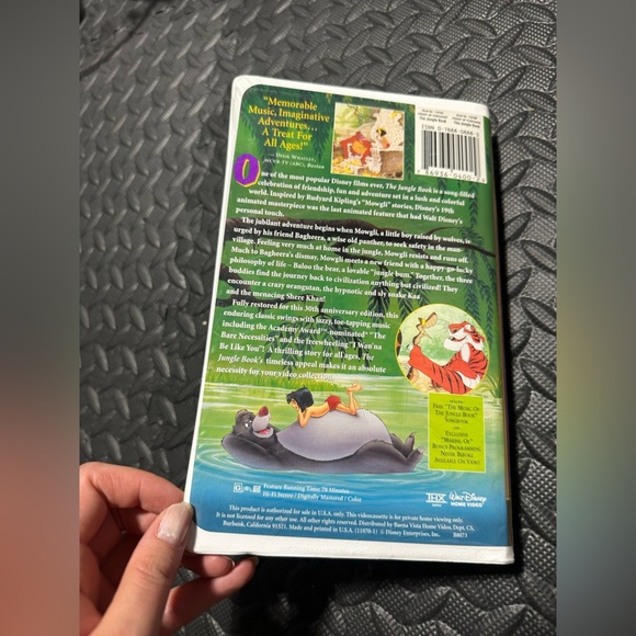 The Jungle Book VHS 30th Anniversary Edition Walt Disney Clamshell Case 1990s - Picture 2 of 2